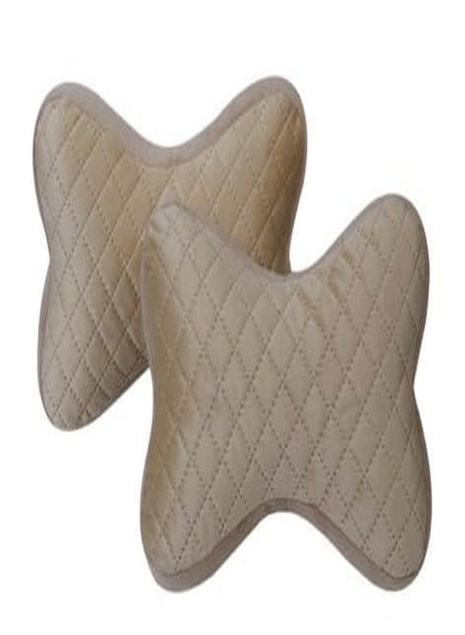 SOROO Memory Foam Bone Shaped CAR Neck Pillow Compatible for Indica Beige (Pack of 2). - Image 1